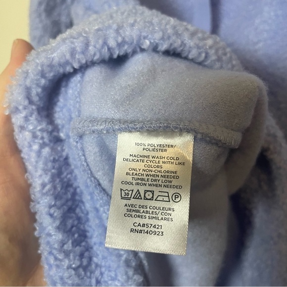Loft Sherpa Teddy Bear Hoodie Womens Light Blue Pullover Large - Picture 5 of 6